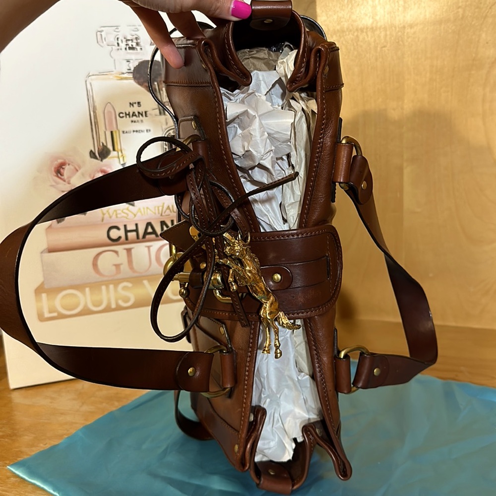 Purse Bag Chloe Kerala Western Horse Charms Brown Leather Shoulder Bag w charms - Picture 8 of 14